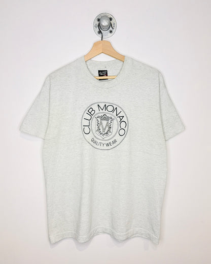 Vintage 90s Club Monaco Crest Ash Grey Tee Shirt