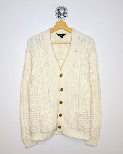 Vintage 1990s Cream Cable Knit Acrylic Cardigan