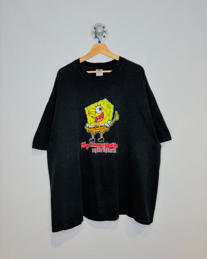 SpongeBob SquarePants Glitter Graphic Black Tee Shirt