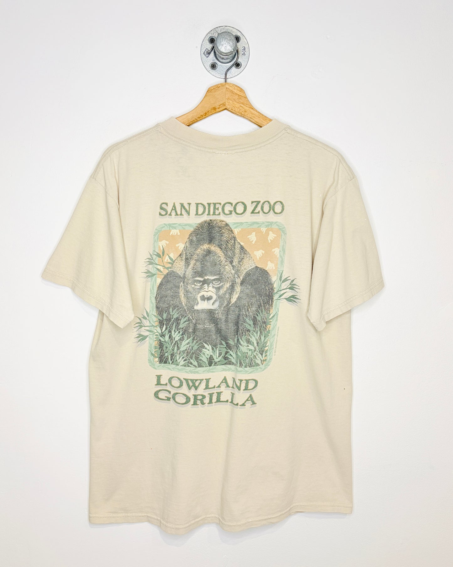 Vintage 90s San Diego Zoo Lowland Gorilla Tan Tee Shirt
