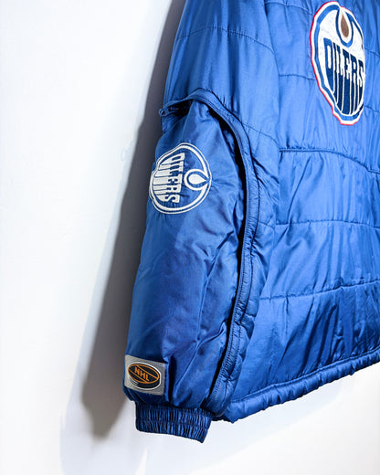 Vintage 90s Puma Edmonton Oilers Navy Blue Puffer Jacket