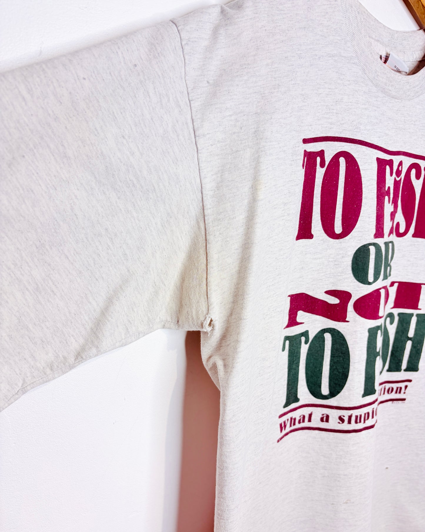 Vintage 1995 To Fish Or Not To Fish Grey Tee Shirt