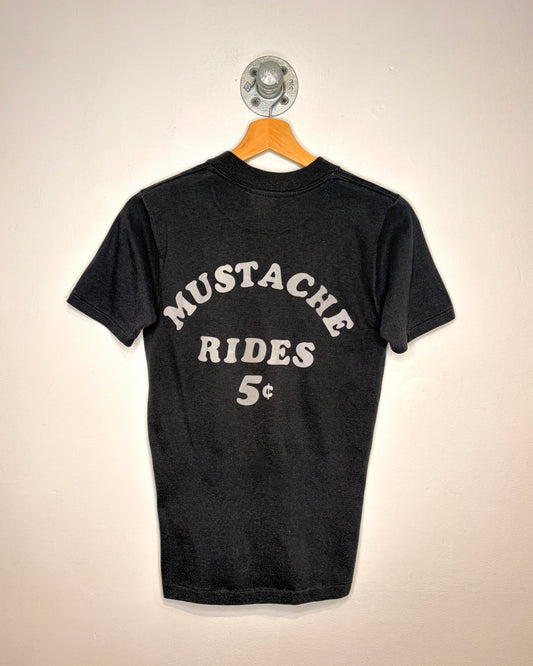 Vintage 80s “Mustache Rides” Black Tee Shirt