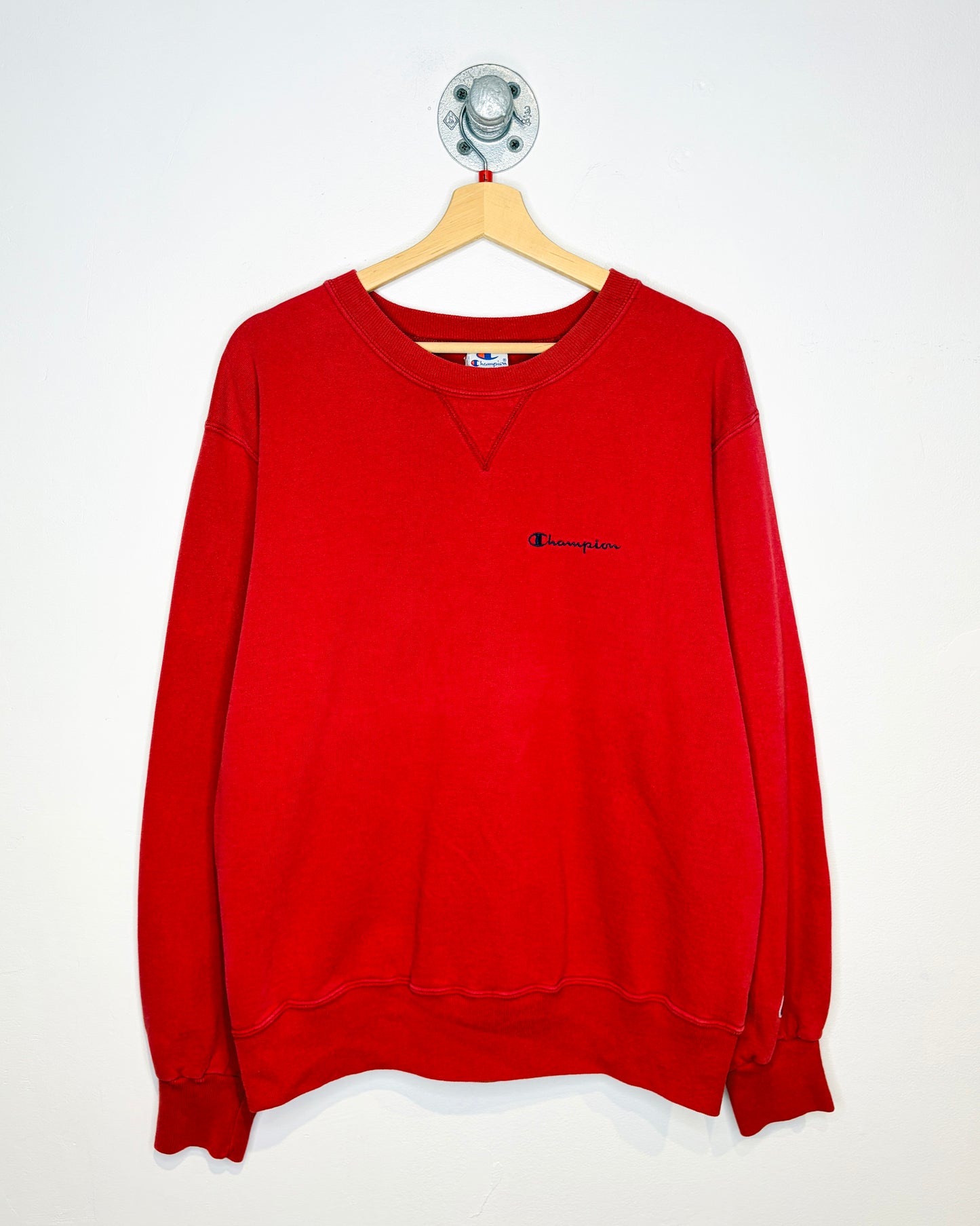 Vintage Late 1990s Champion Basic Red Crewneck Sweatshirt