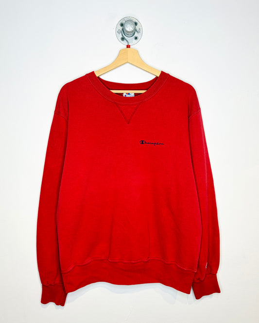 Vintage Late 1990s Champion Basic Red Crewneck Sweatshirt