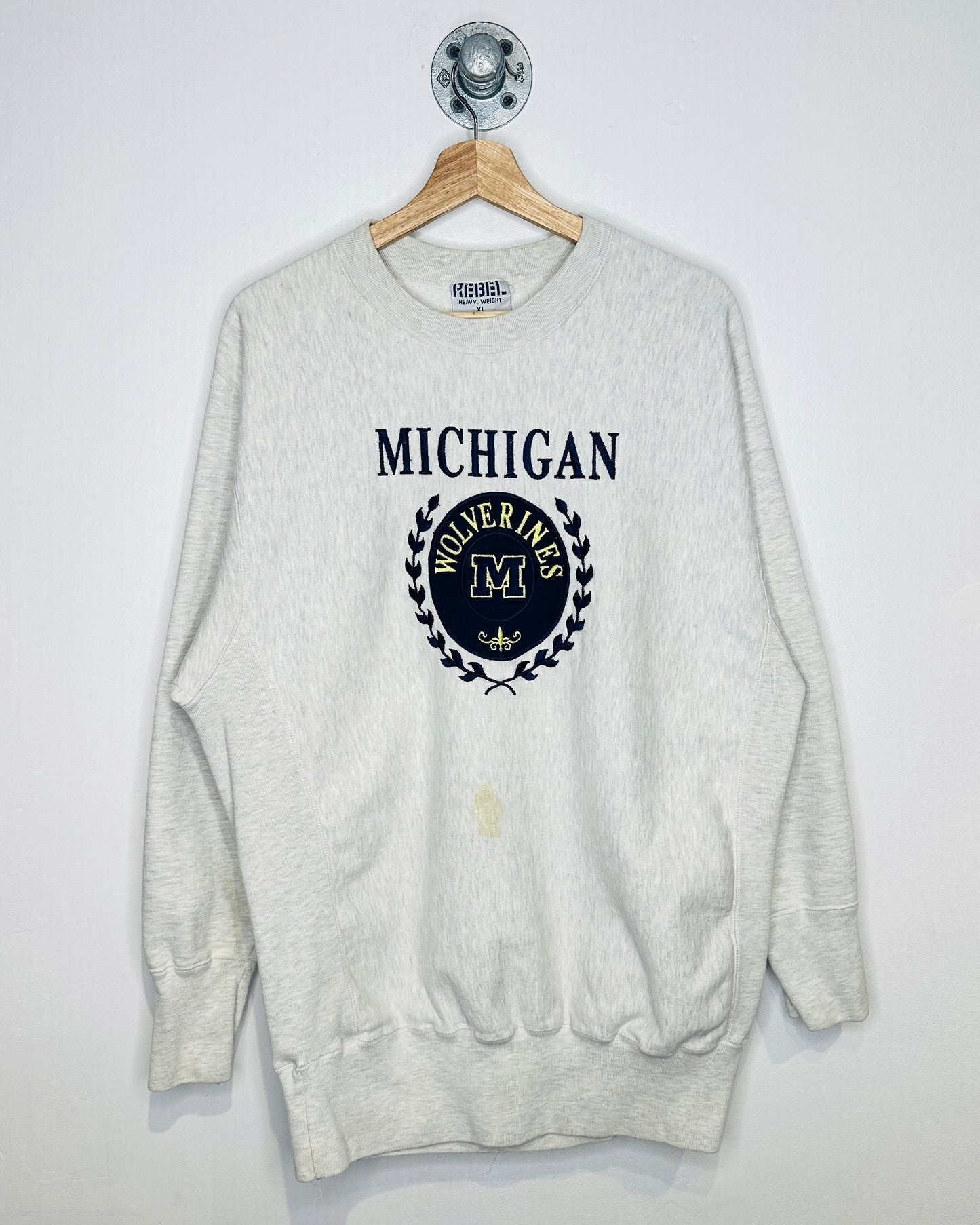 Vintage 90s Michigan Wolverines Grey Crewneck Shirt