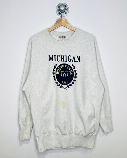 Vintage 90s Michigan Wolverines Grey Crewneck Shirt