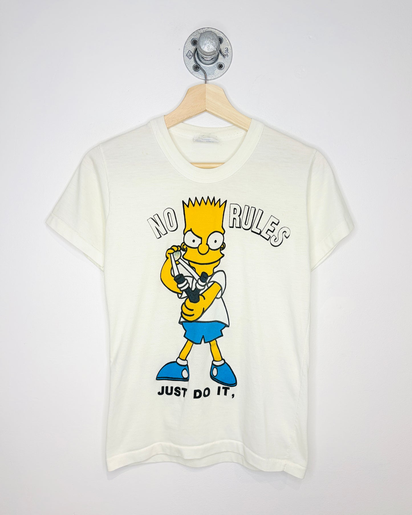 Vintage 80s Bart Simpson “No Rules Just Do It.” White Tee Shirt