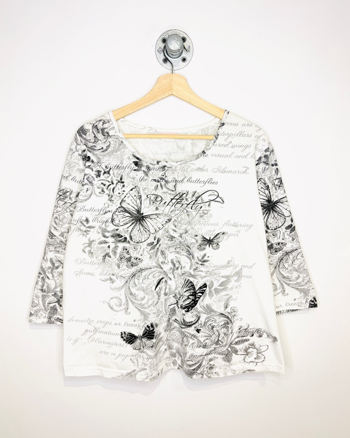 Vintage Y2K Women’s Butterfly AOP White Longsleeve Shirt