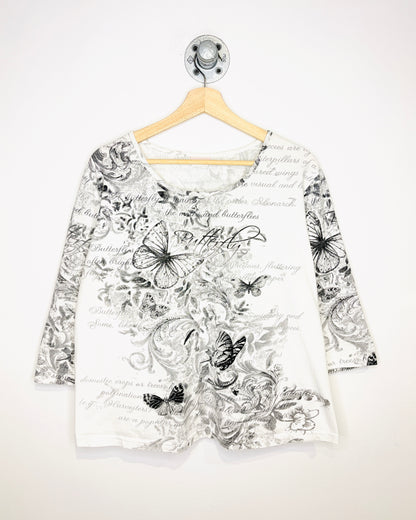 Vintage Y2K Women’s Butterfly AOP White Longsleeve Shirt