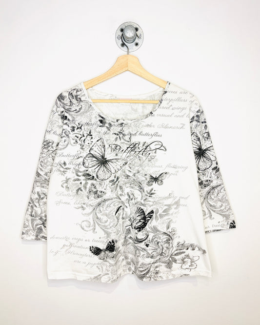 Vintage Y2K Women’s Butterfly AOP White Longsleeve Shirt