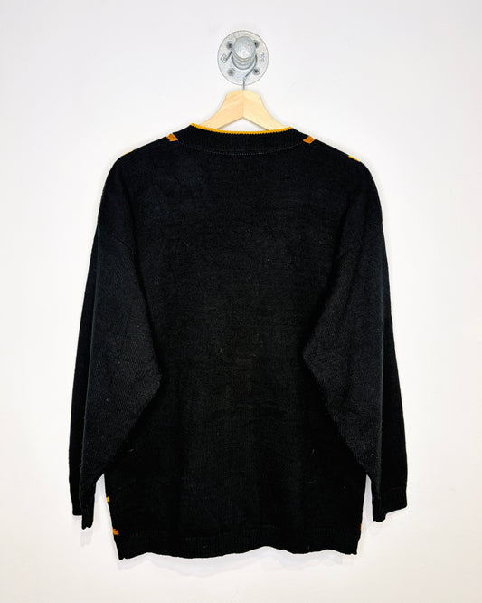 Vintage 1980s Norton McNaughton Speckle Detailed Black Cardigan