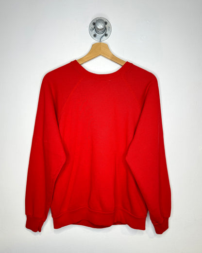 Vintage 80s Merry Christmas Puff Print Red Crewneck Sweatshirt