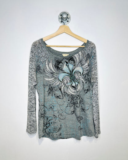 2000s Women’s Angels & Diamonds Affliction Style Longsleeve Shirt