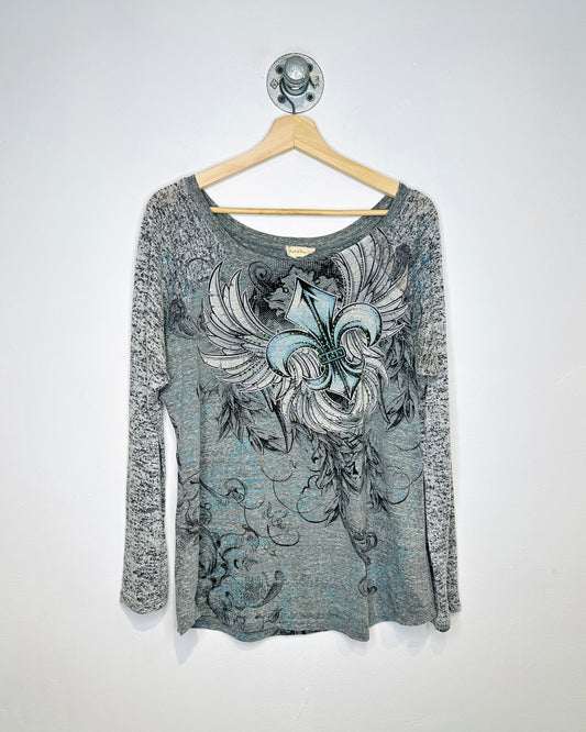 2000s Women’s Angels & Diamonds Affliction Style Longsleeve Shirt