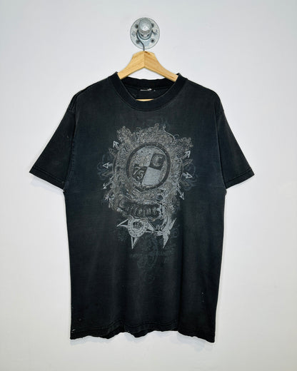 Vintage 1990s Caffeine Distressed Faded Black Tee Shirt
