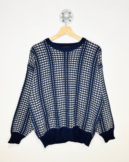 Vintage 90s Steel Sport Navy & White Sweater