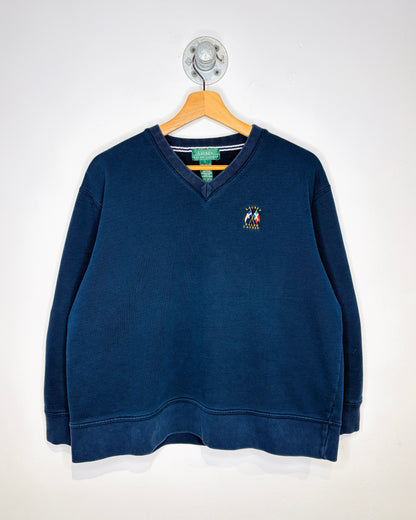 Vintage 90s Ralph Lauren Navy V-Neck Sweatshirt