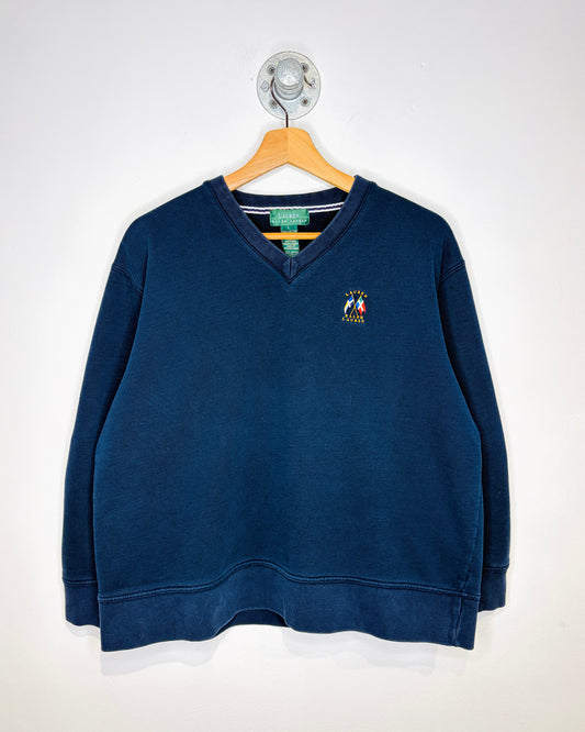 Vintage 90s Ralph Lauren Navy V-Neck Sweatshirt