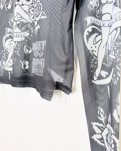 Women’s Betty Boop Tattoo Mesh Longsleeve Shirt