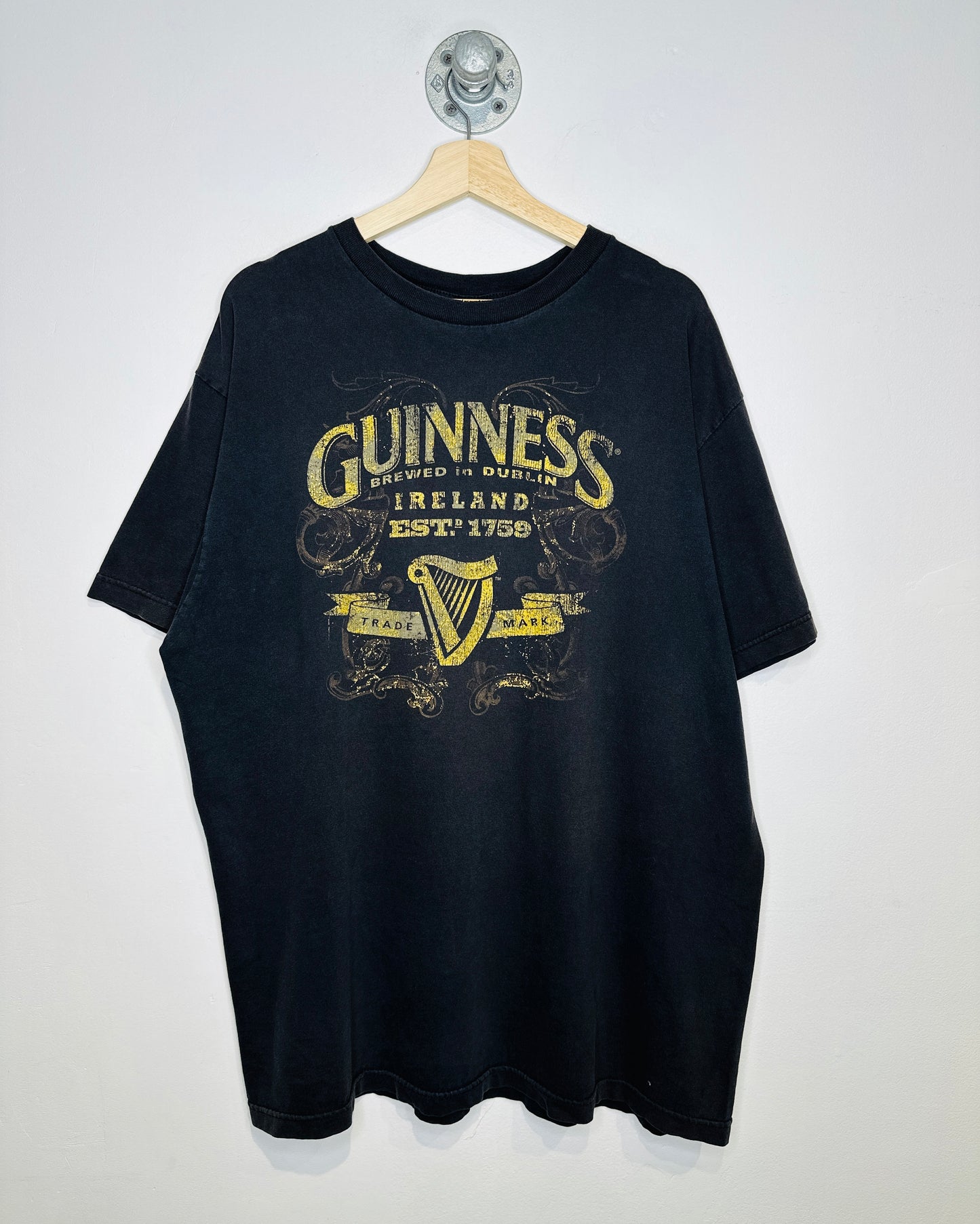 Guinness Brewed in Dublin Graphic Print Black Tee Shirt