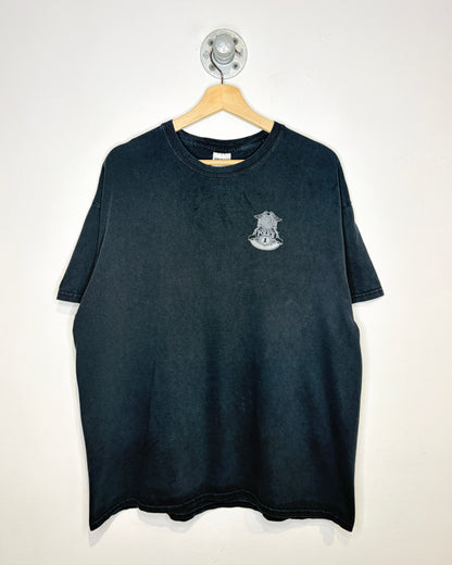 2000s Police Harley Davidson Where The Ride Is Earned, Never Given Black Tee Shirt