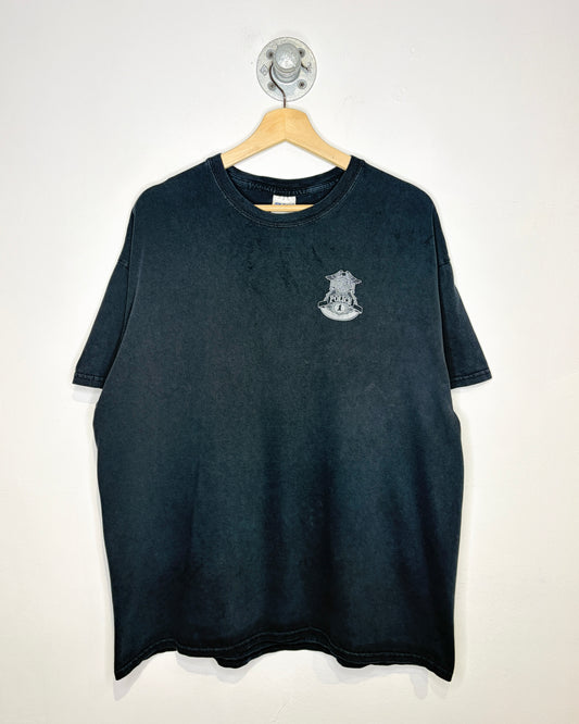 2000s Police Harley Davidson Where The Ride Is Earned, Never Given Black Tee Shirt