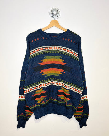 Vintage 80s/90s Sears Southwestern Pattern Blue Sweater