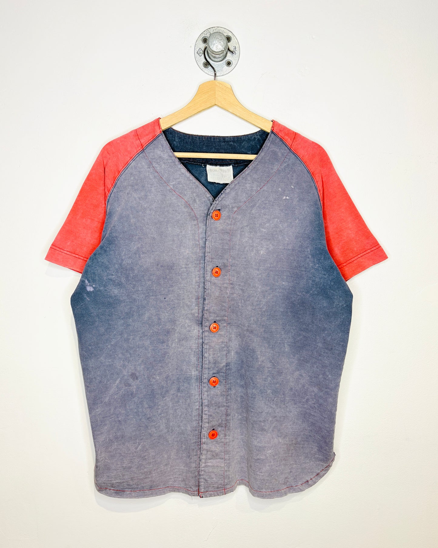 Vintage 90s English Bay Heavily Faded Navy TwoTone Baseball Jersey