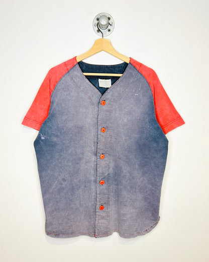 Vintage 90s English Bay Heavily Faded Navy TwoTone Baseball Jersey