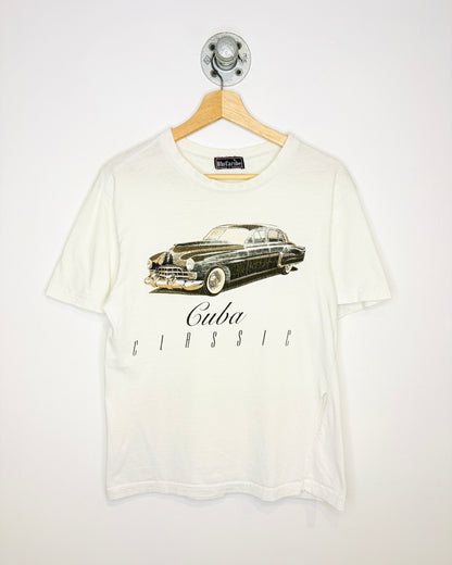 Vintage Cuba Classic Distressed White Tee Shirt