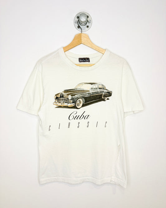 Vintage Cuba Classic Distressed White Tee Shirt