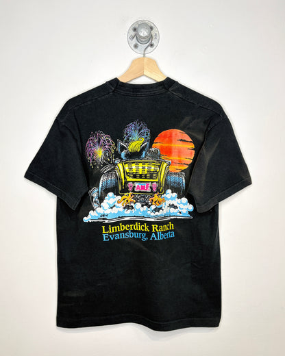 Vintage 1997 Limberdick Ranch Evansburg River Run Black Tee Shirt