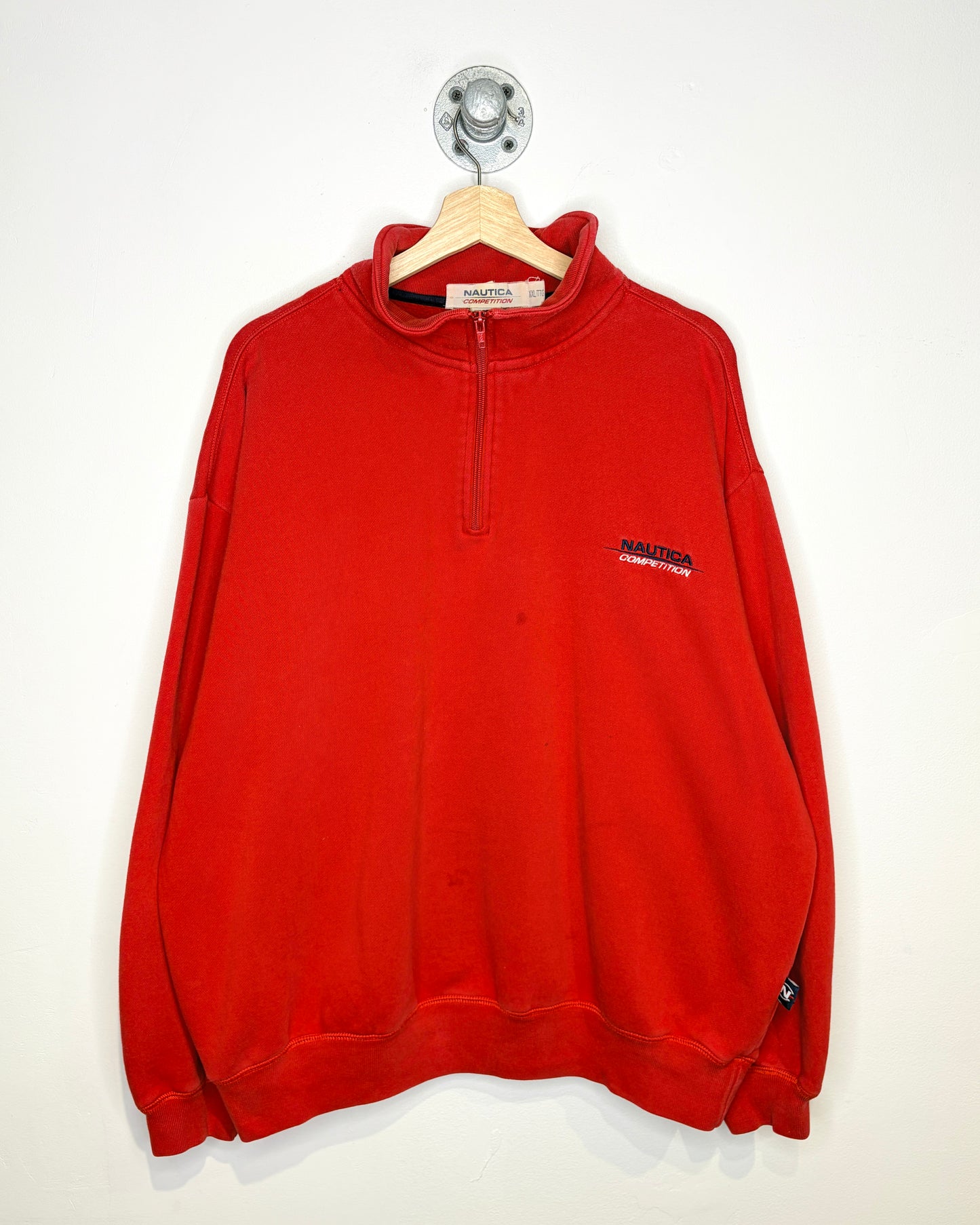Vintage 1990s Nautica Competition Red Quarter Zip Crewneck Sweatshirt