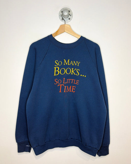 Vintage 1980s So Many Book… Navy Crewneck Sweatshirt