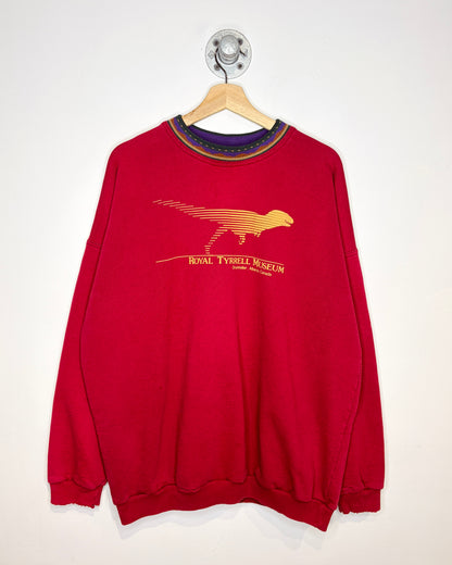 Vintage 90s Royal Tyrrell Museum Drumheller Alberta Red Crewneck Sweatshirt