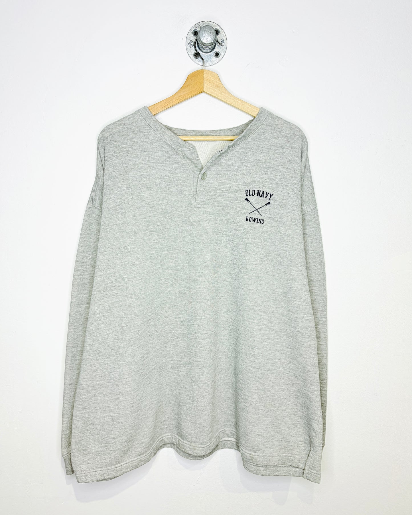 Vintage Old Navy Rowing Grey Henley Sweatshirt