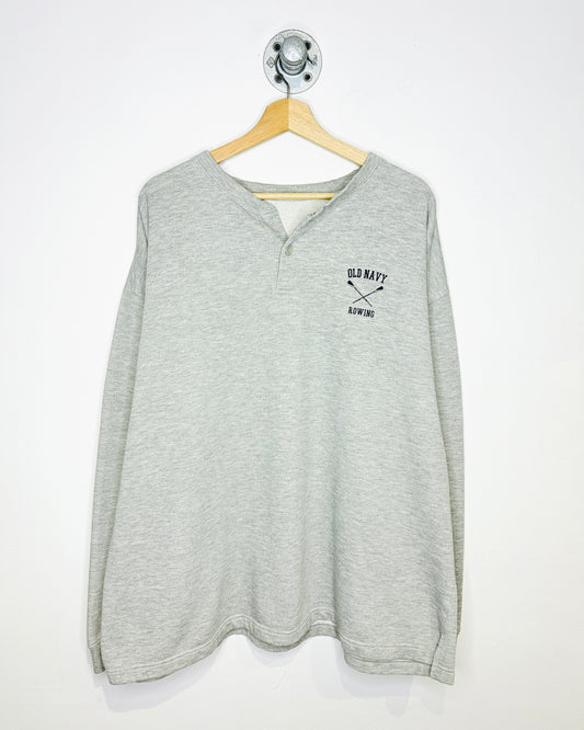Vintage Old Navy Rowing Grey Henley Sweatshirt