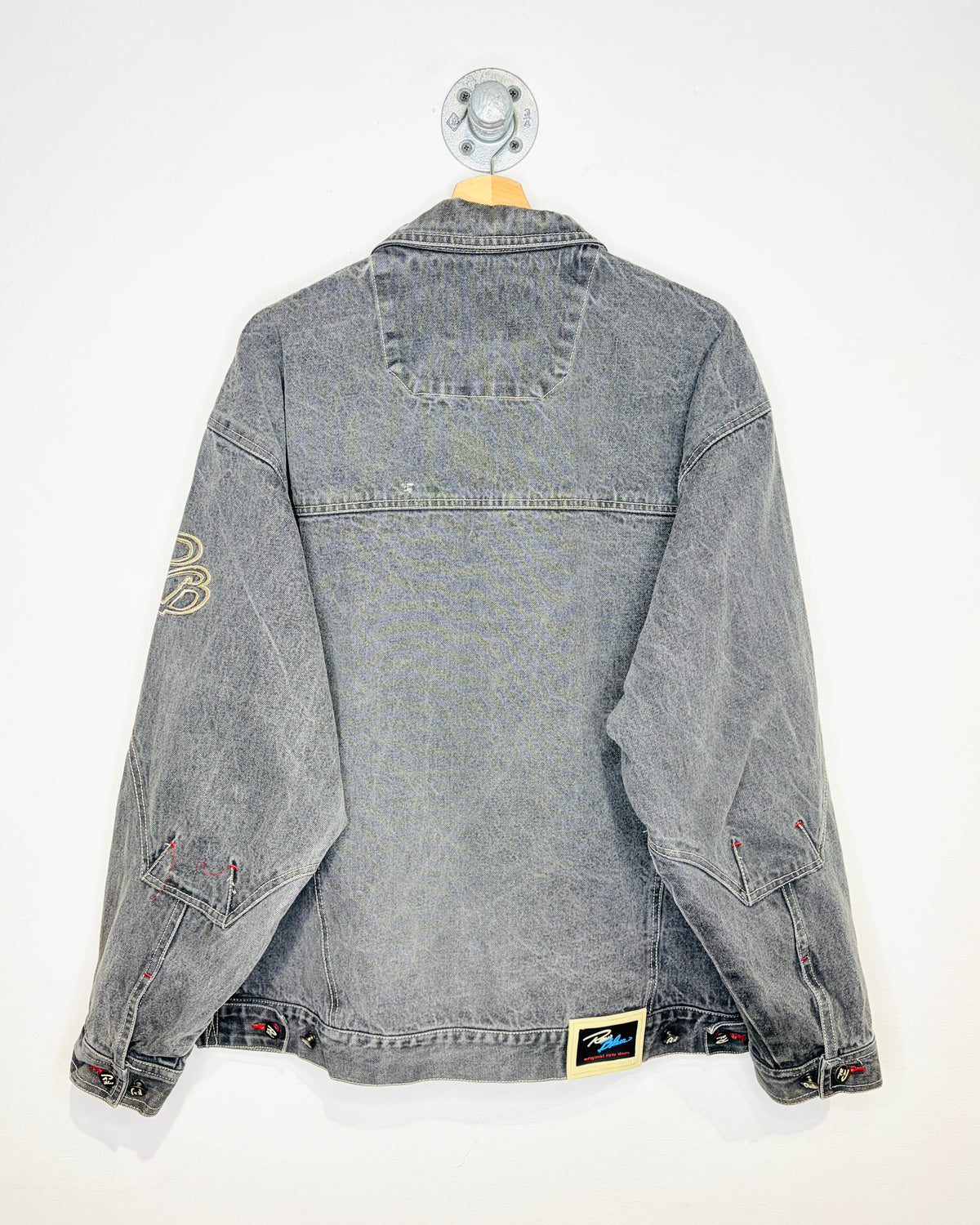 Vintage 90s/00s Raw Blue Faded Grey Raw Denim Jacket