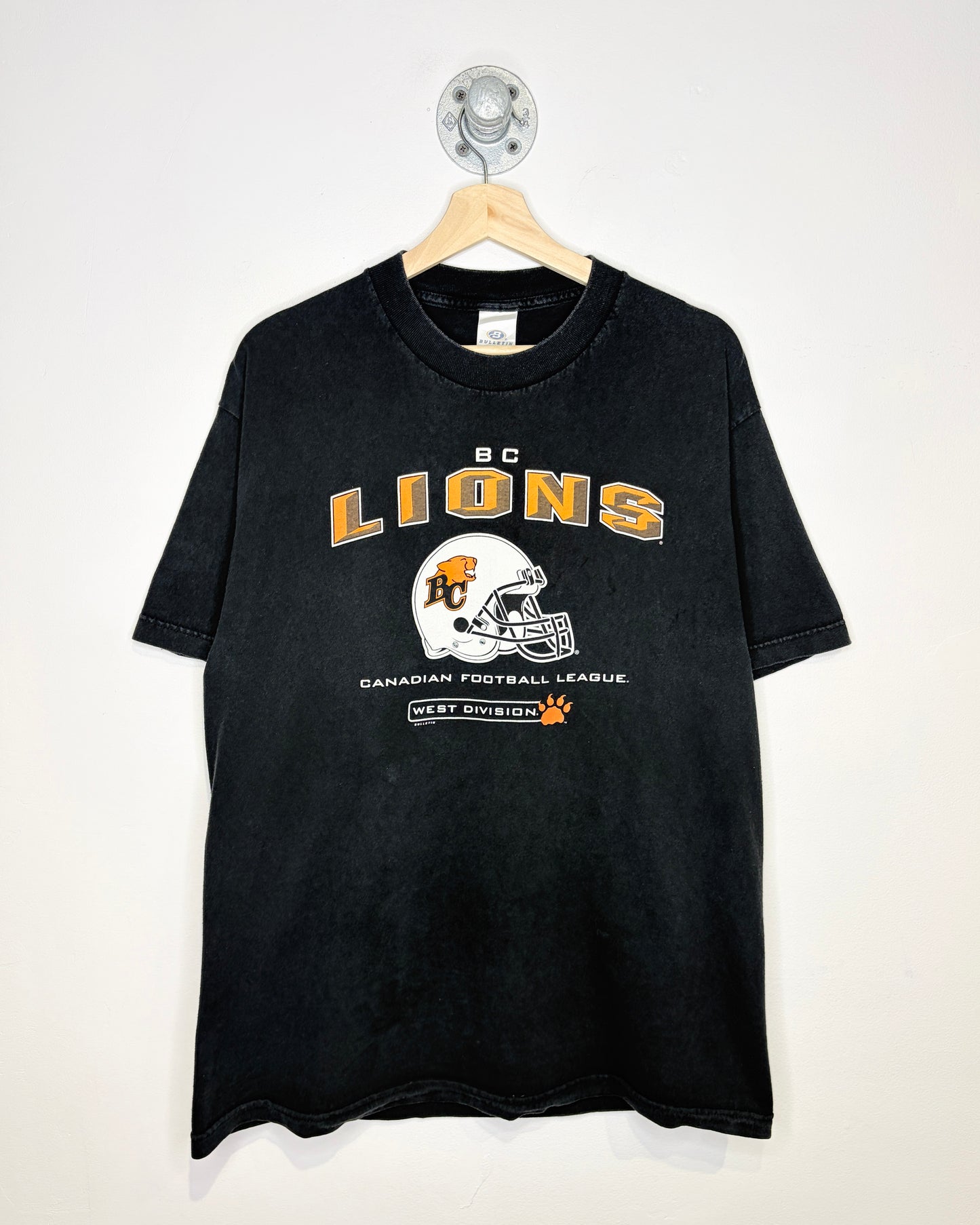 Vintage 90s CFL BC Lions Faded Black Tee Shirt