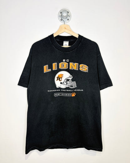 Vintage 90s CFL BC Lions Faded Black Tee Shirt