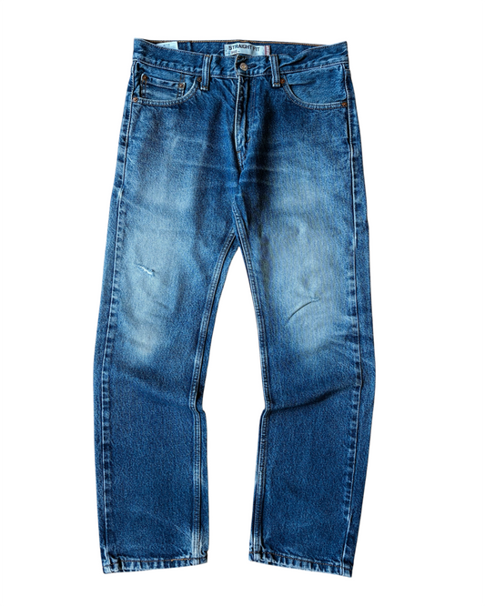 2000s Levi’s 505 Straight Fit Heavily Faded Dark Wash Jeans
