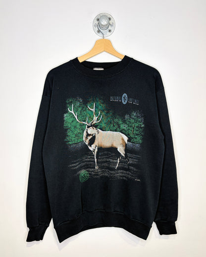 Vintage 90s Natural Instinct Black Wildlife Crewneck Sweatshirt