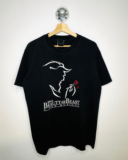 Vintage Disneys Beauty And The Beast Faded Black Tee Shirt