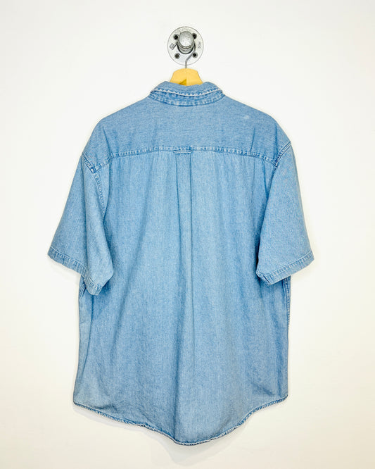 Vintage 90s Disney Tigger Short Sleeve Denim Button Up Shirt