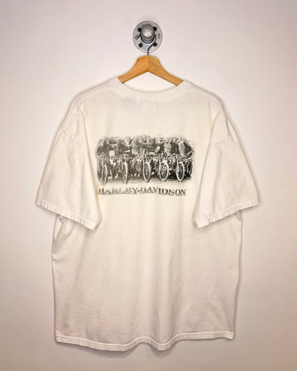 Vintage 2003 100 Years Of Harley Davidson White Pocket Tee Shirt