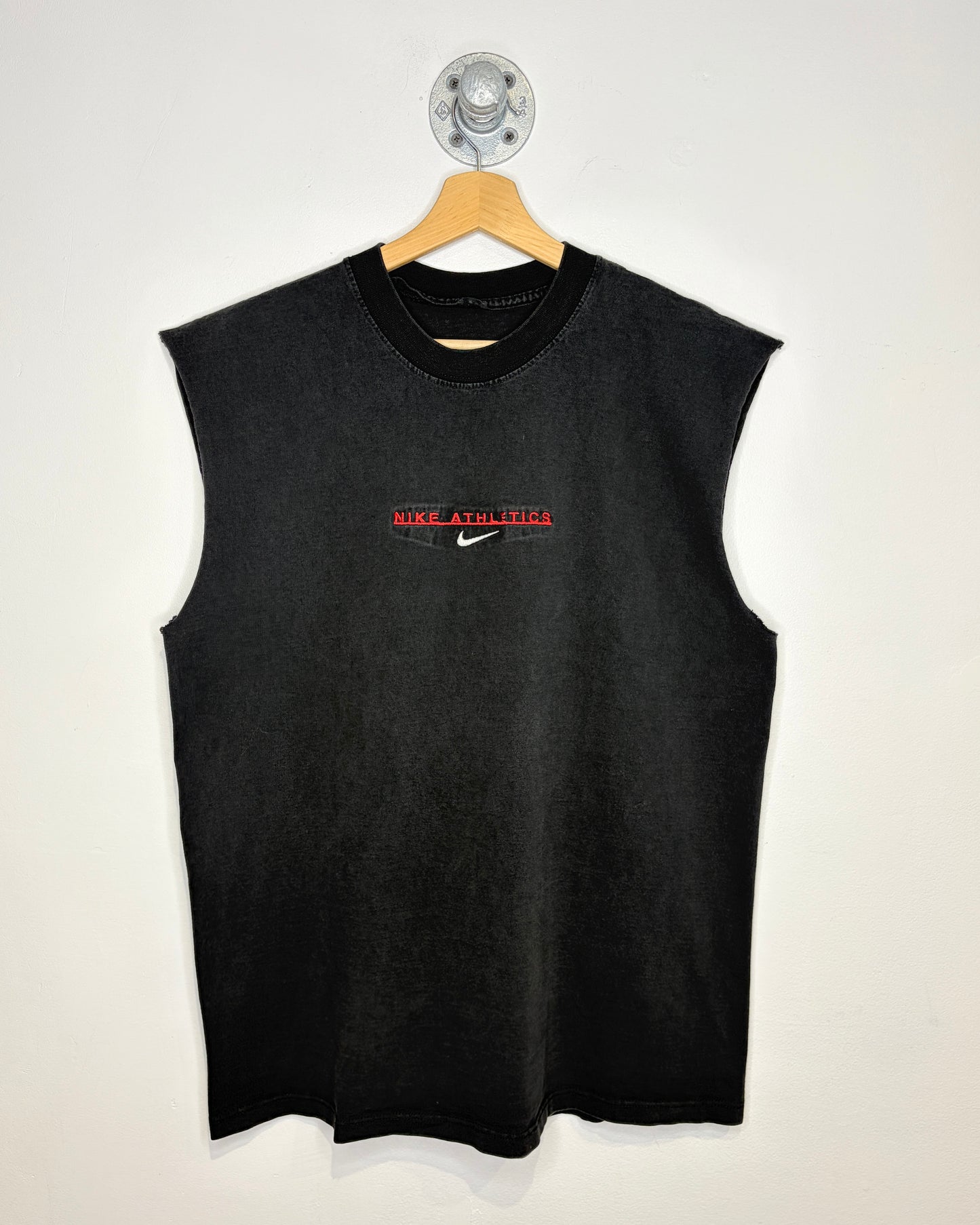 Vintage Nike Athletics Faded Black Cut Off Tank Top