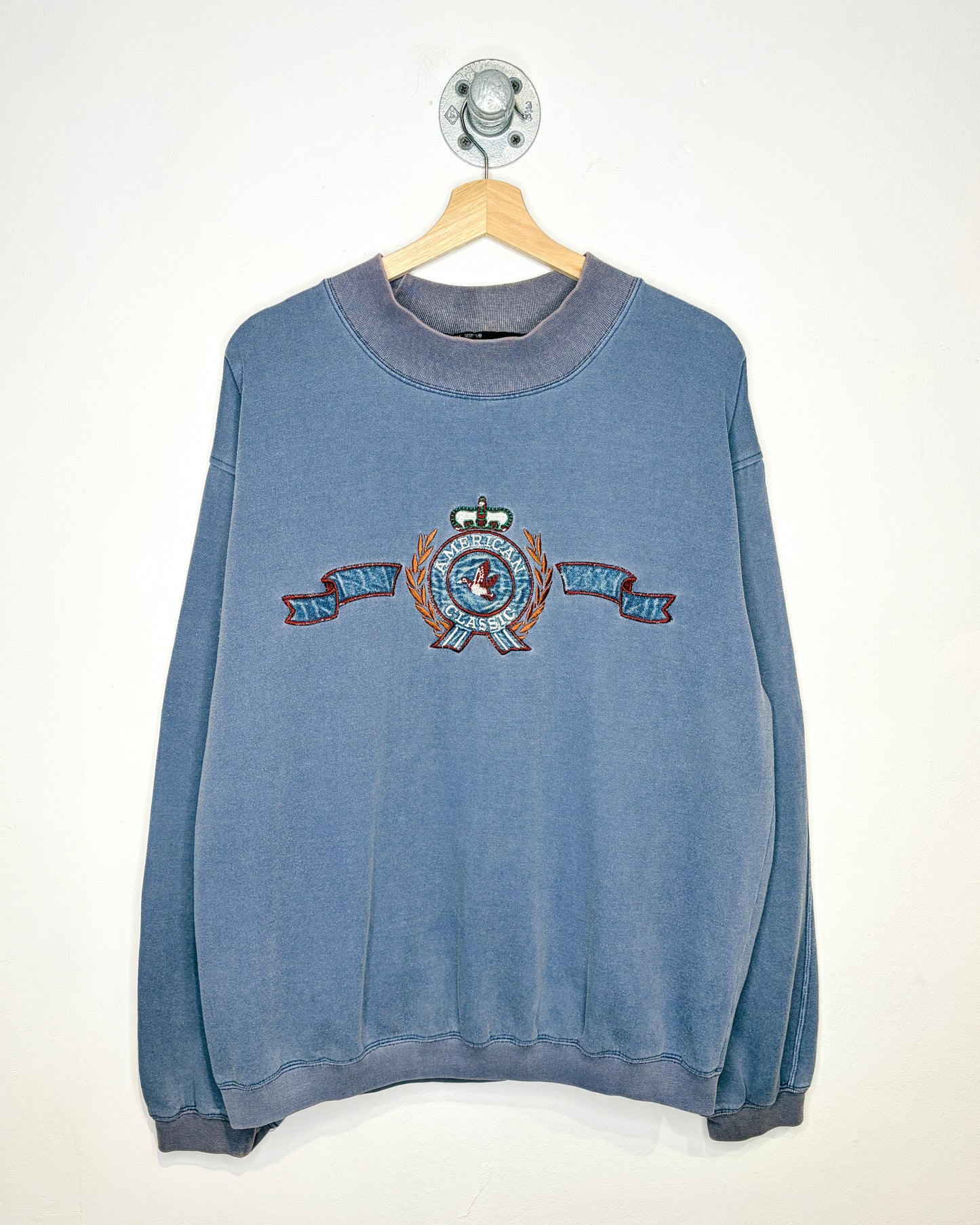 Vintage 90s American Classic Faded Slate Mock Neck Sweatshirt