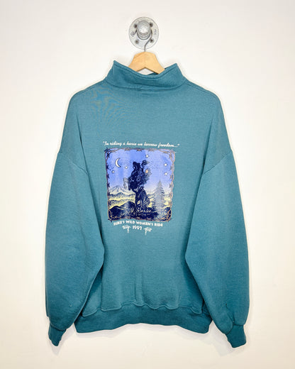 Vintage 1997 Duke’s Wild Women’s Ride Teal 1/4 Zip Sweatshirt