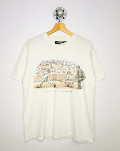 Vintage 2000s Out Of The Yard Baseball Graphic White Tee Shirt